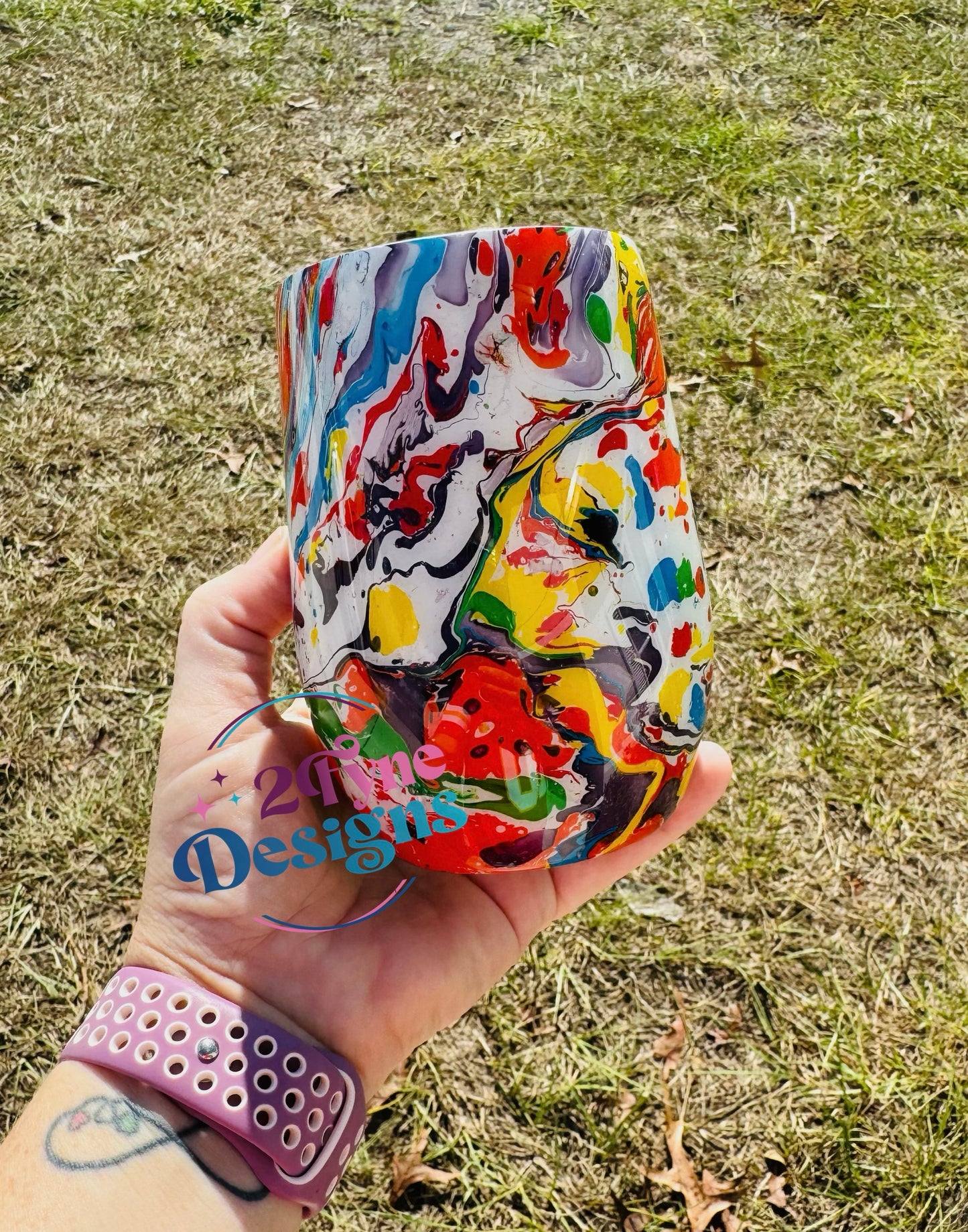 15oz Rainbow Hydrodip Wine Tumbler