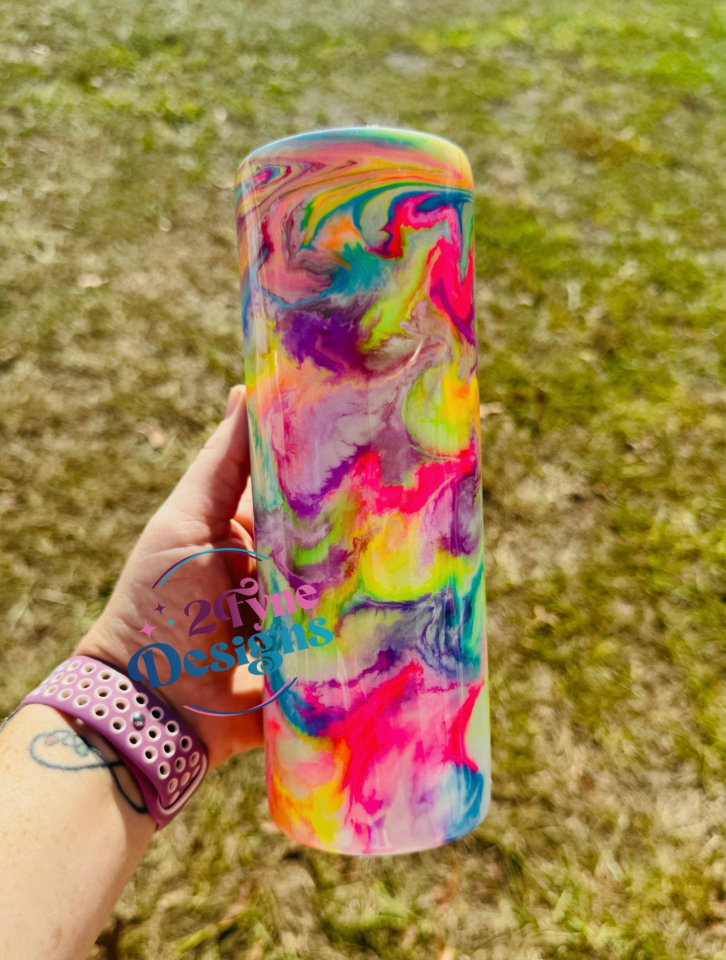 20oz Neon Pastel Swirl Tumbler