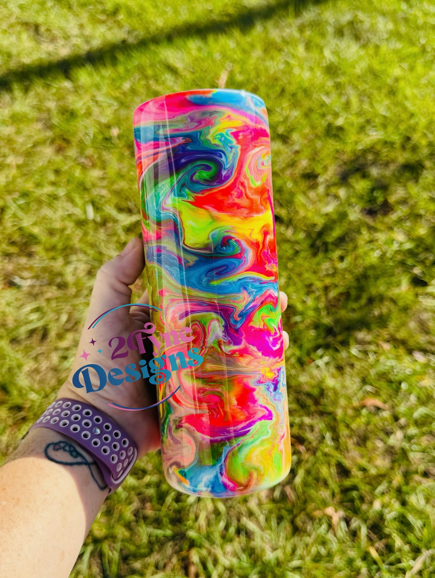20oz Bright Neon Swirl Tumbler