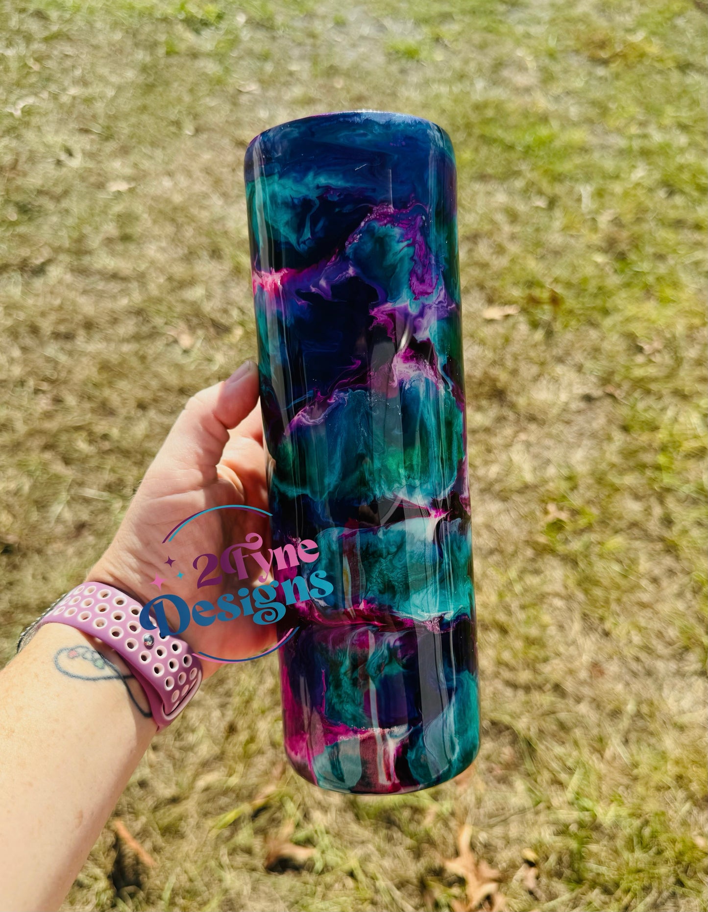 30oz Teal/Pink/Purple Swirl Tumbler