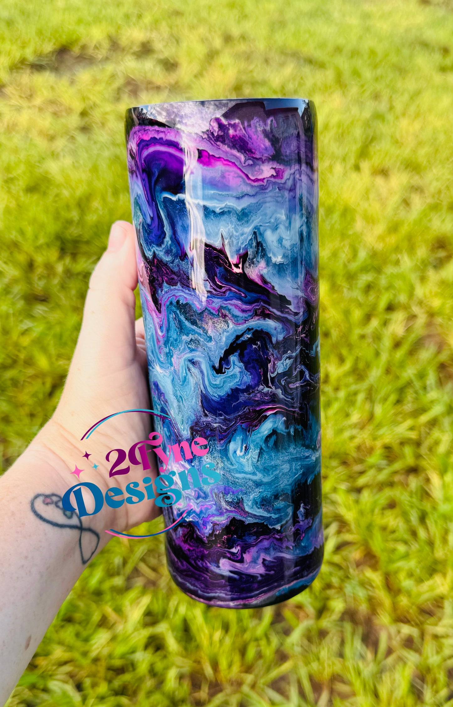 20oz Blue/Purple Alcohol Ink Swirl Tumbler