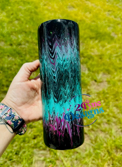 20oz Black/Teal/Pink Sparkly Tumbler