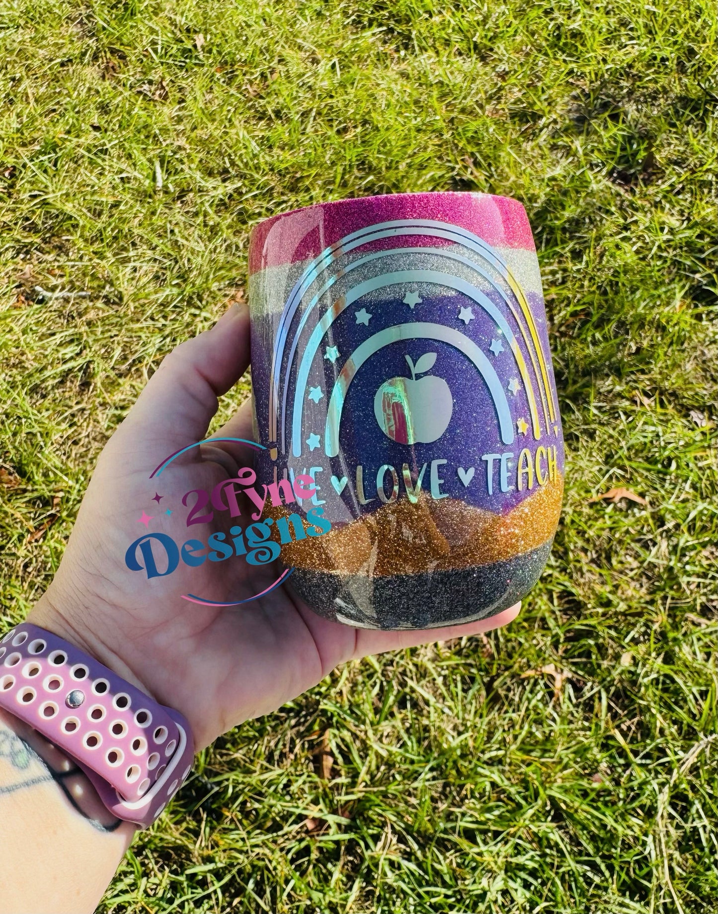 12oz Live Love Teach Purple Pencil Tumbler