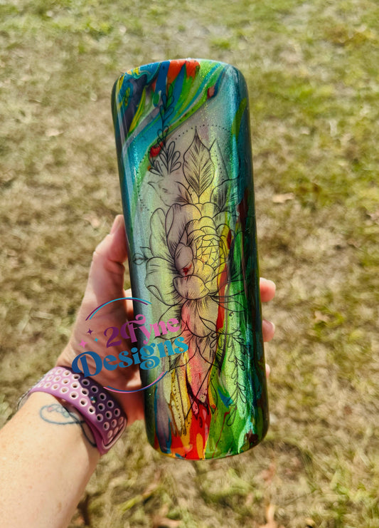 20oz Flower Rainbow Hydrodip Tumbler