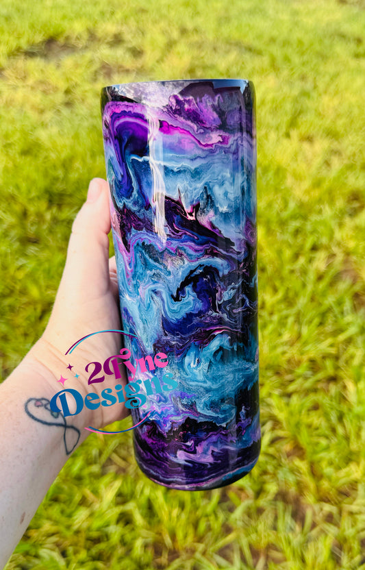 20oz Blue/Purple Alcohol Ink Swirl Tumbler