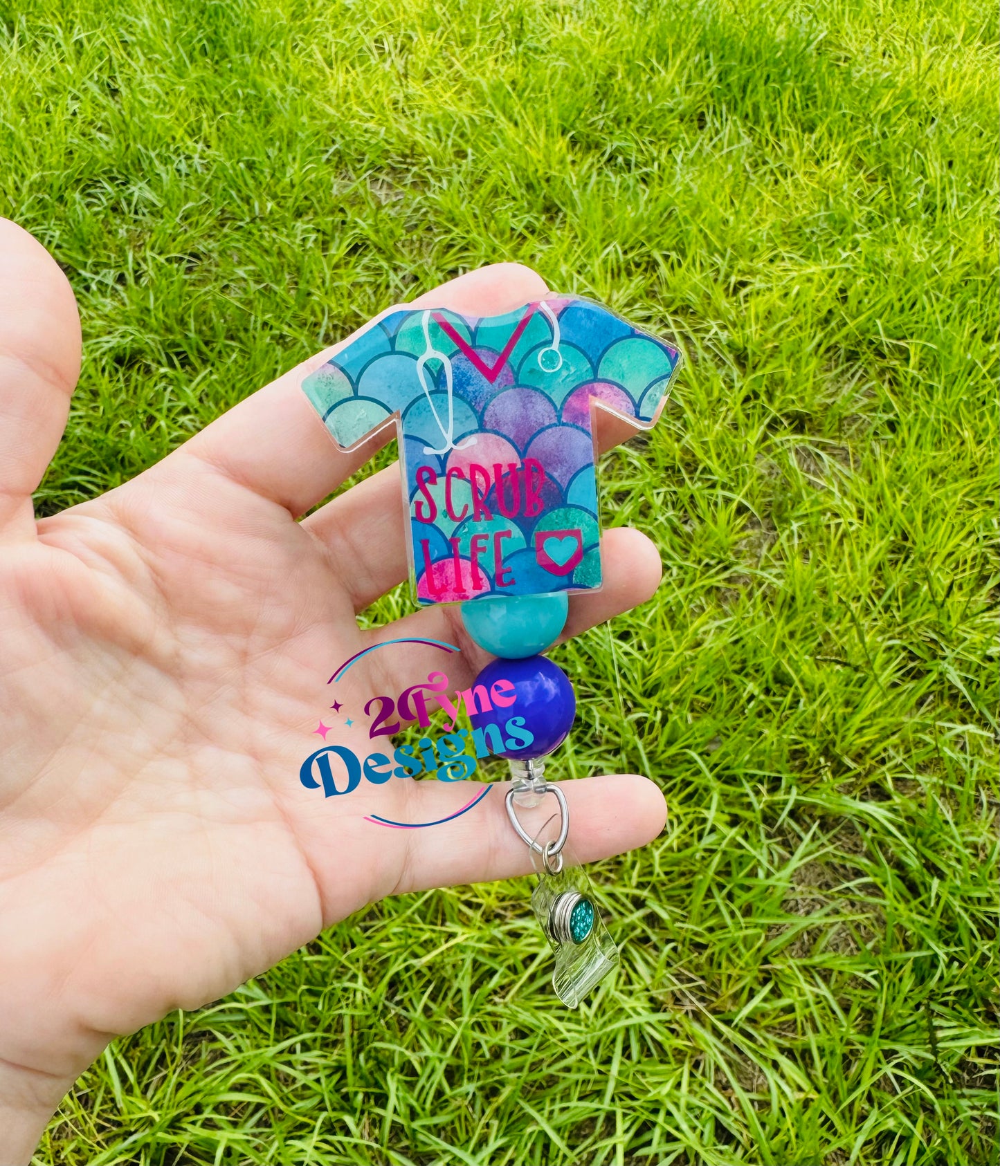 Mermaid Scale Scrub Life Badge Reel