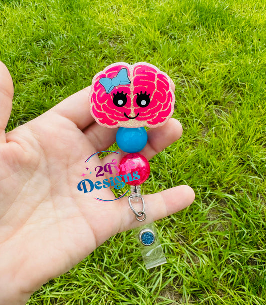 Dark Pink Brain Badge Reel